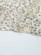 Leopard Print Sexy Deep V Bodycon Halter Neck Short Dress With Ruffled Trim