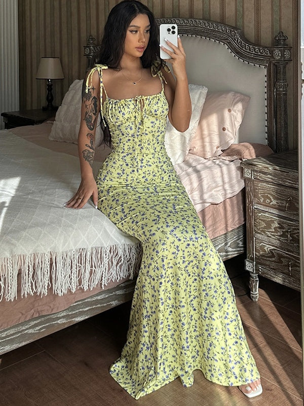 Floral Print Spaghetti Strap Maxi Dress
