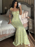 Floral Print Spaghetti Strap Maxi Dress