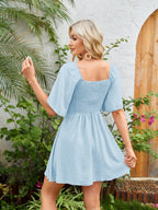V-neck Bow Tie Short-sleeved Mini Dress