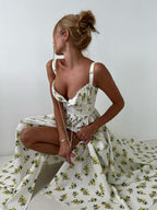 Floral Printed Camisoles High Waist Slit Maxi Dresses