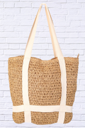 Fame Straw Braided Hat Carrier Tote Bag