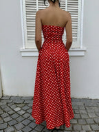 Off-shoulder Polka Dots A Grace Maxi Dresses