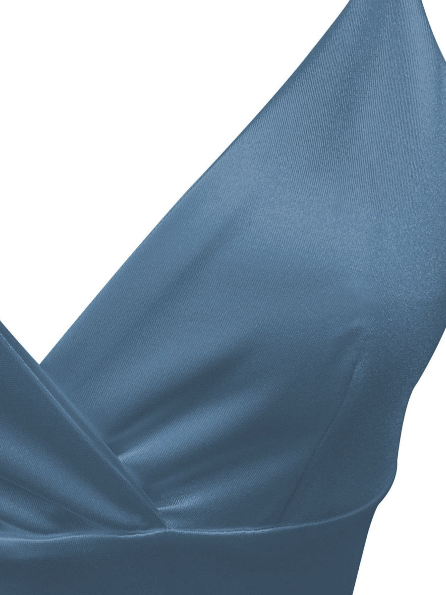 V-neck Camisoles Satin Mini&Short Dresses