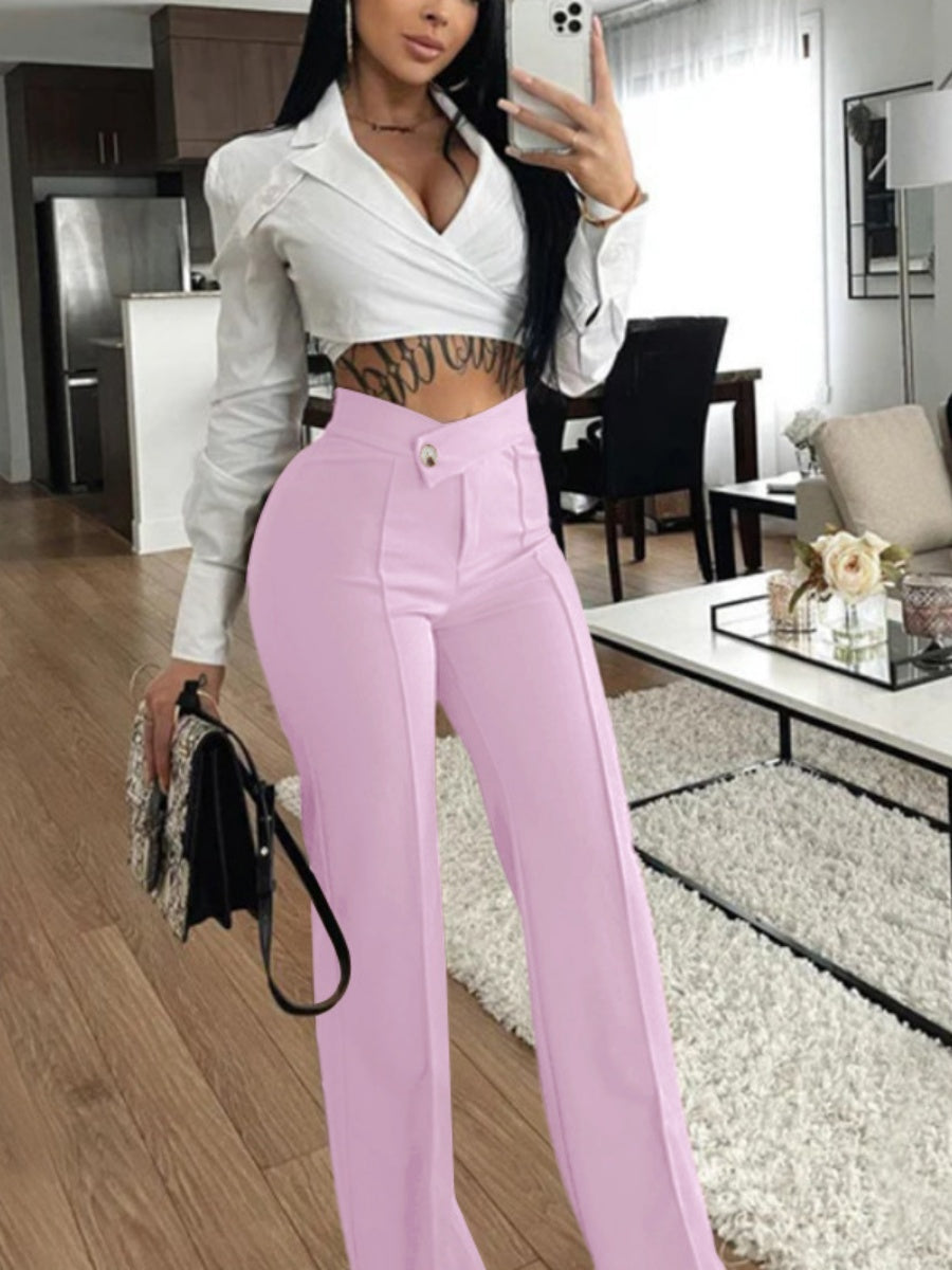 Mildly Spicy High Waist Buttons Wide-leg Pants Pants