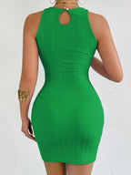 Slim-fitting, Sleeveless, Fitted Short Dress
