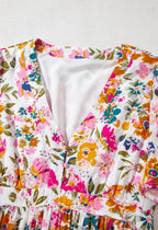 Floral Short Sleeve V Neck Dress with Pockets