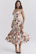 Floral Tiered A-Line Spaghetti Strap Floral Dress