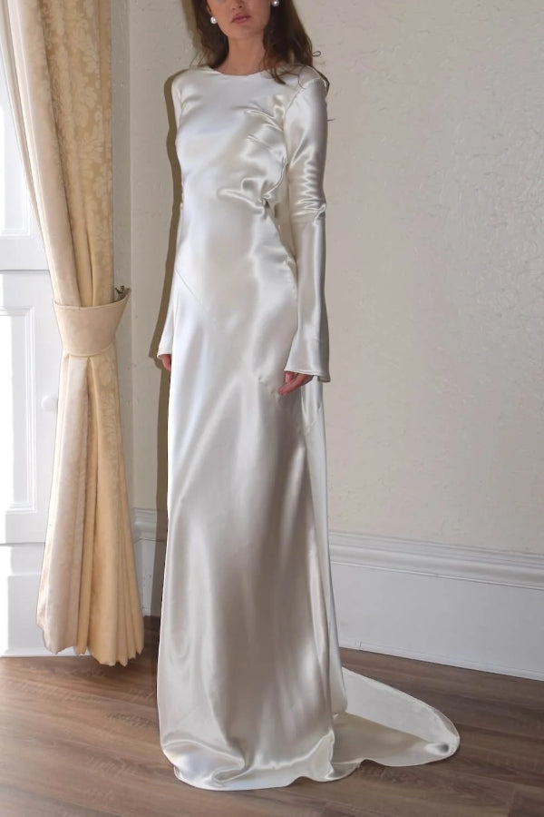 Robyn Exclusive Pearl Eden Maxi Dress with an Open Cowl Neckline and Satin Back Premium Wardrobe Essential