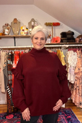 Turtleneck Dropped Shoulder Sweater _ Women__ Oversized Knit Pullover for Cozy Effortless Style
