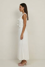 3D Floral Vest Pleated Maxi Skirt Set