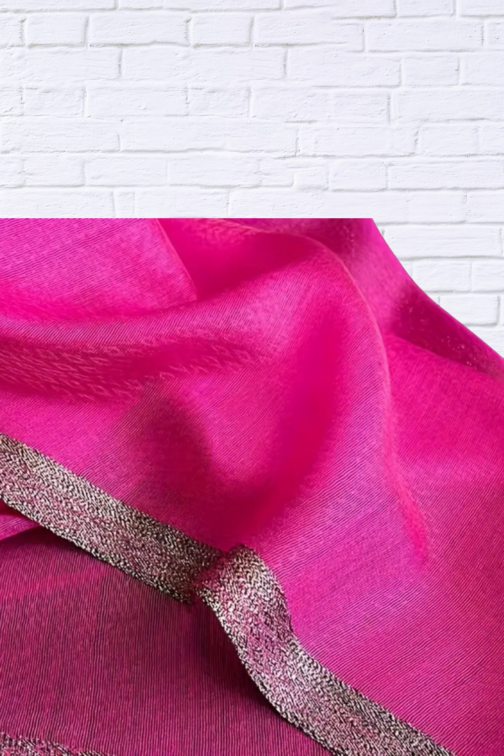 Elegant Hot Pink Chiffon Shawl _ A Chic Finishing Touch