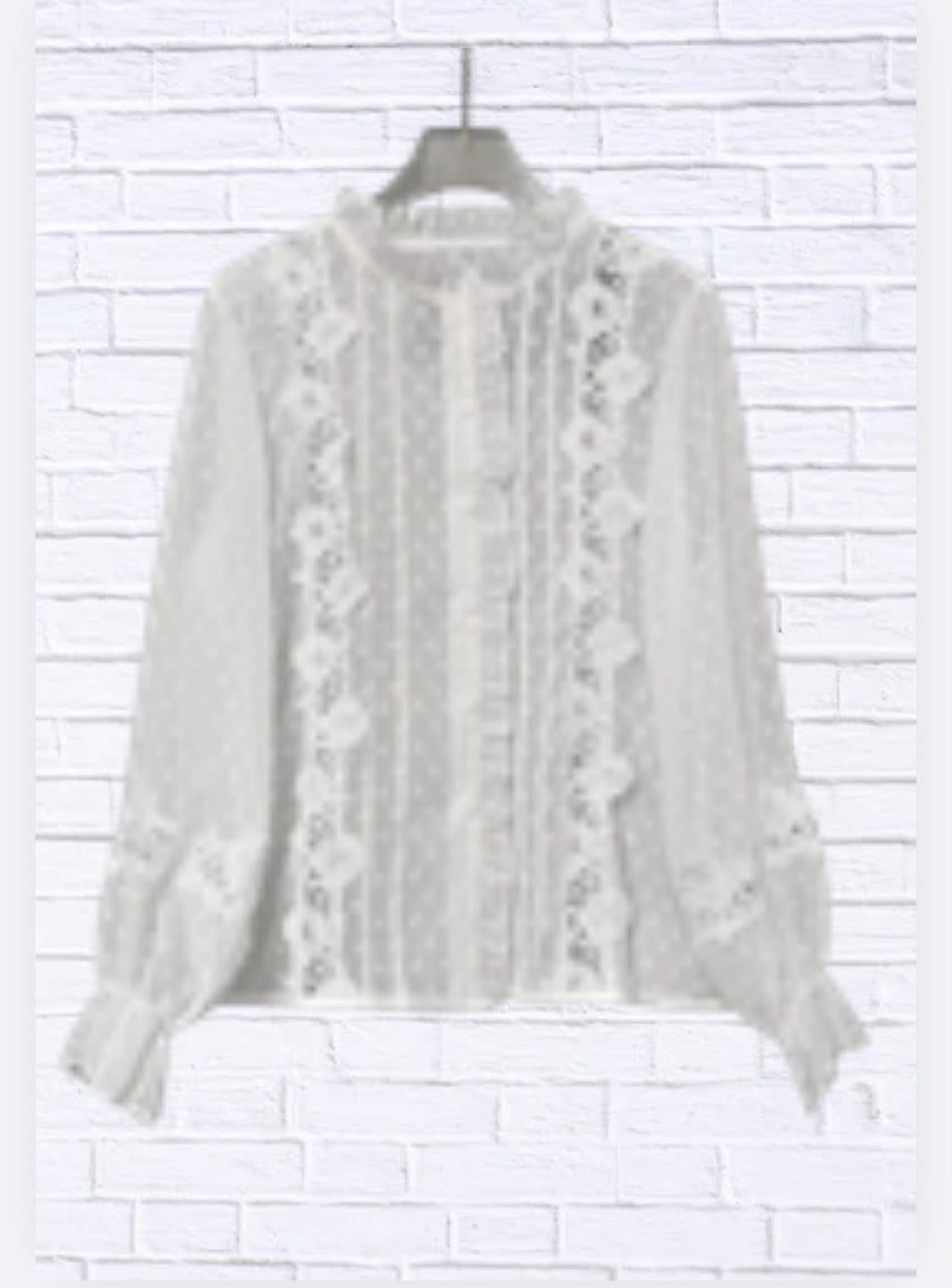 Lace Trimmed Swiss Dot Shirt