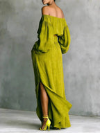 Off Shoulder Cropped Long-sleeved Two-piece Suit