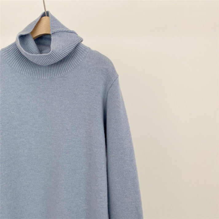 Alba Exclusive Warm Sweater Dress with Long Sleeves and Stand Up Collar Chic Silhouette Collection