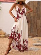 Camisoles Backless Printed Retro Vacation Maxi Dresses