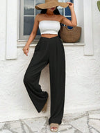 Asymmetrical High-waisted Loose-fitting Trousers With Pleats At The Waist