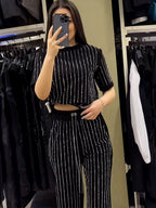 Glitter Pinstripe Two Piece Set