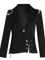 Large Safety Pin Decoration Long-sleeved Fitted Blazers
