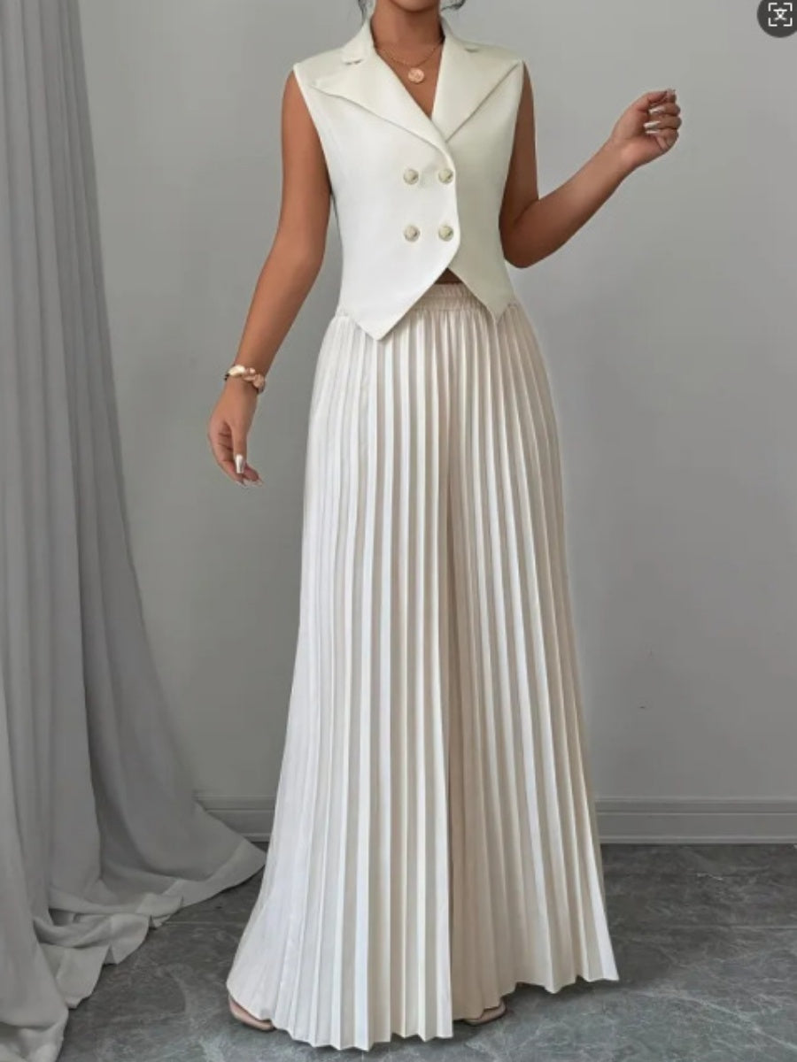 Pleated Pants Vest Grace Commuting Set 2-piece Sets