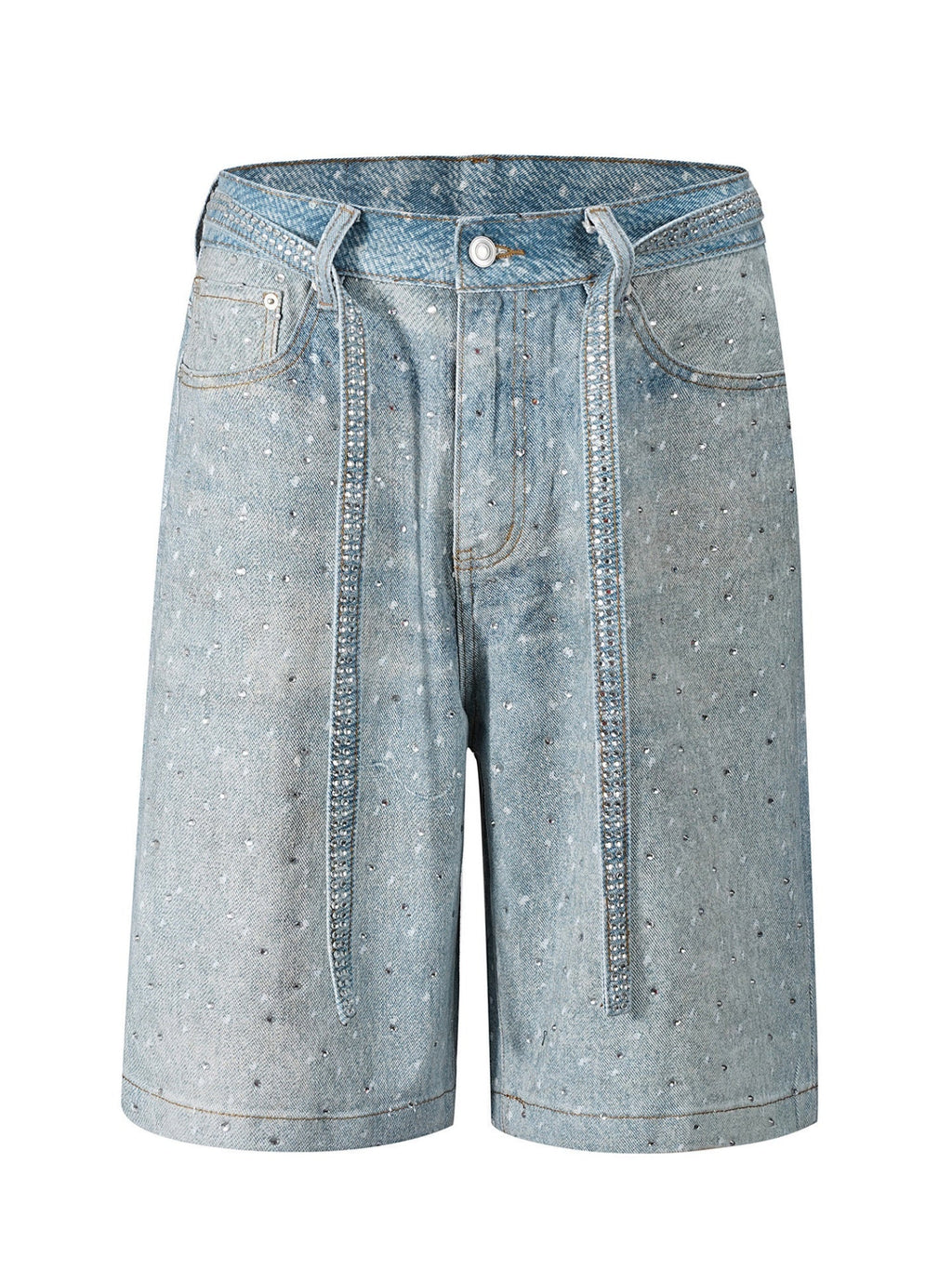 Y2K Diamond Includes Belt Loose-fitting Five-quarter Pants Jeans