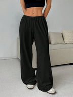 Elastic Waistband Lace Up Wide-leg Pants