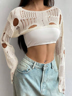Hollow Out Hole Crochet Knitted Cover-up