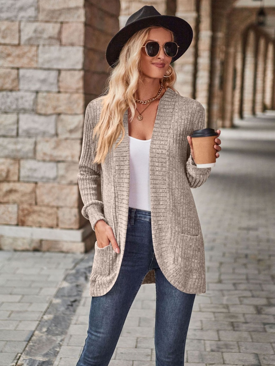 Roughed Ribs Leisure Splicing Long Sleeve Cardigans