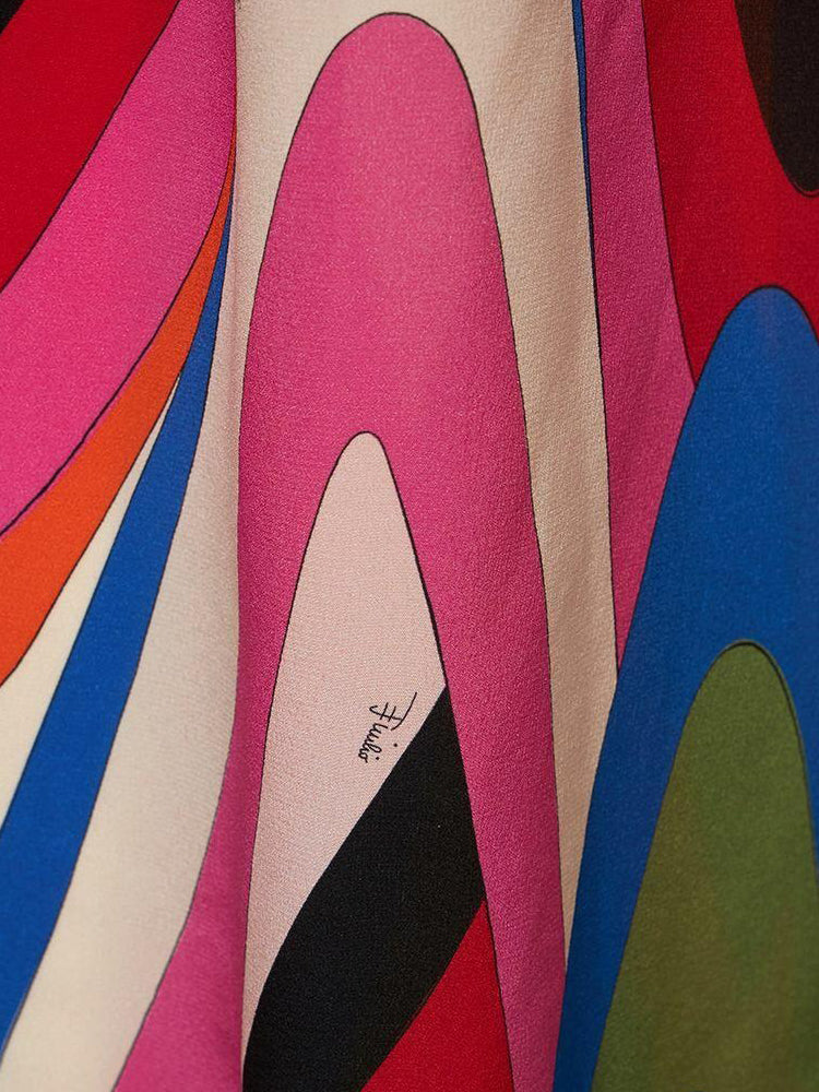 Strapless Wave Chevron Print High Side Slit Maxi Dress