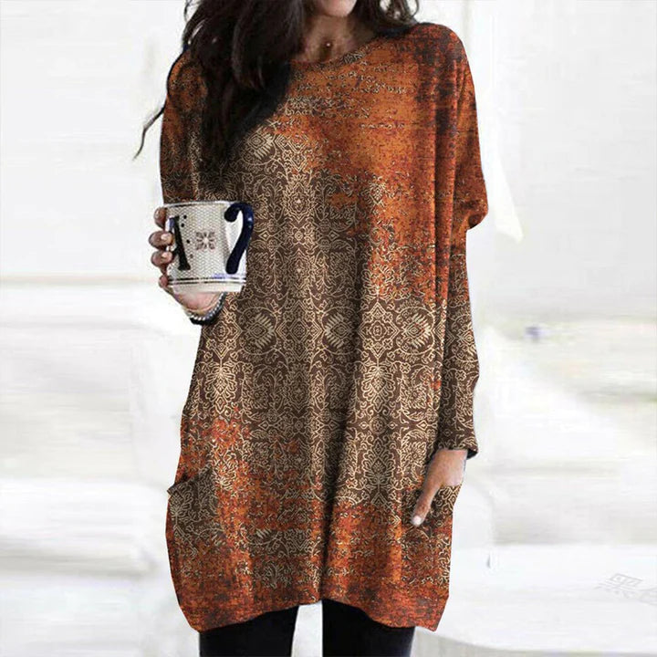 | Orange sweater with mandala print