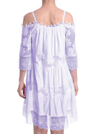 Lace Trim Hollow Out Splicing Spaghetti Strap Off-shoulder Mini&Short Dresses