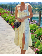 V-neck Bandage Camisoles Printed Vacation And Leisure Mini&Short Dresses