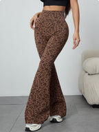 Leopard Print Abdominal Tightening And Buttock Lifting Flared Pants Fitness Exercise Pants