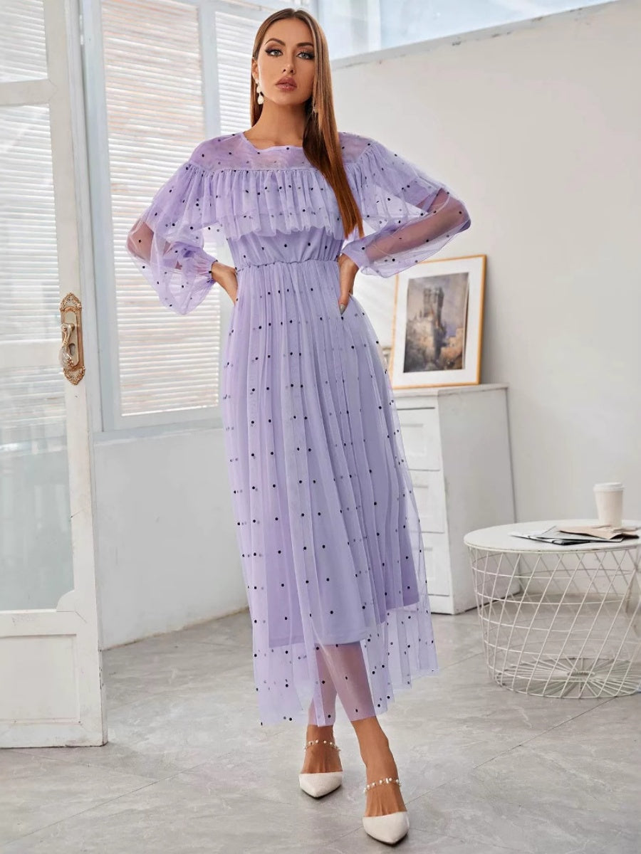 Mesh Polka Dots Maxi Dresses