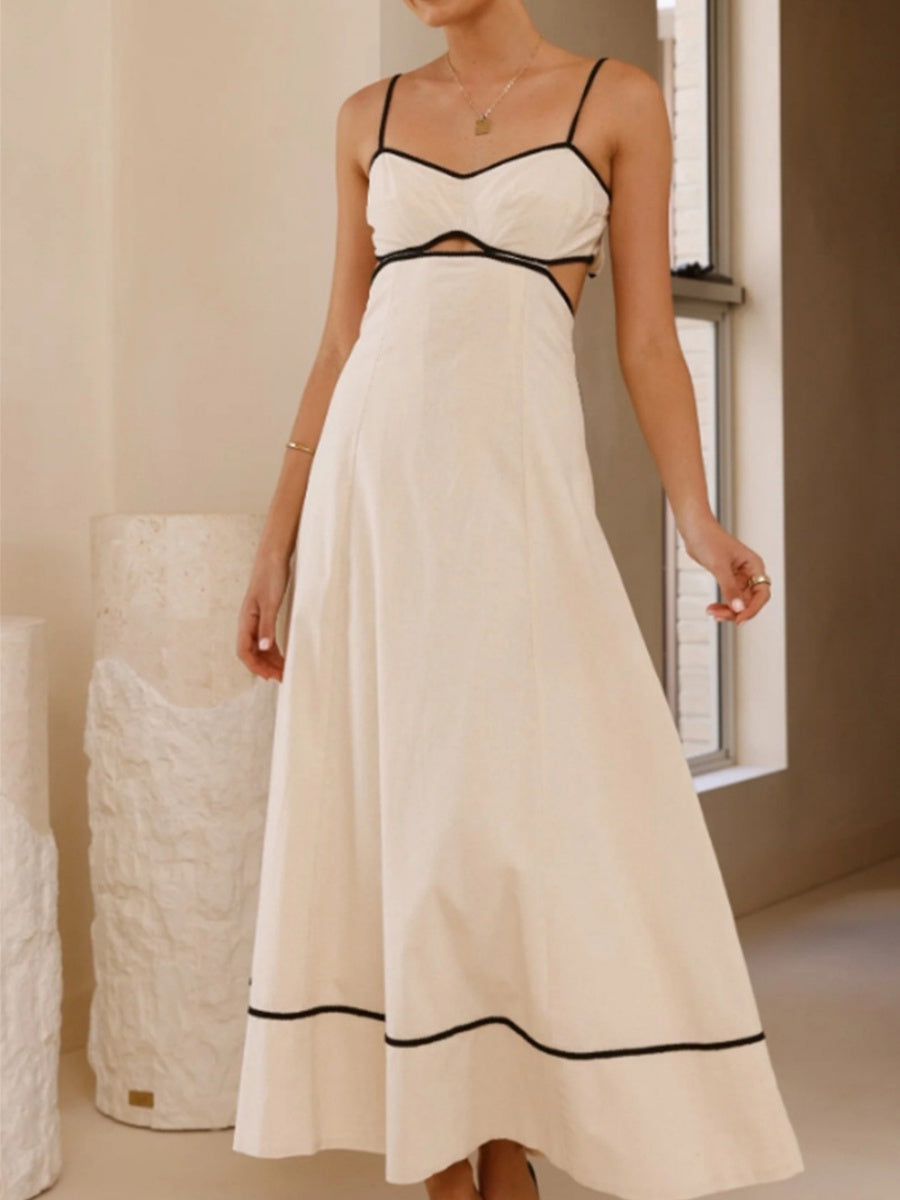 Camisoles Color Matching Color-blocked Hollow Vacation And Leisure Maxi Dresses