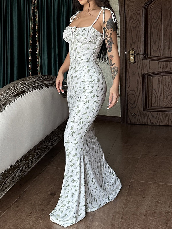 Floral Print Spaghetti Strap Maxi Dress