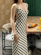 Polka Dots Sleeveless Slim-fit Maxi Dresses