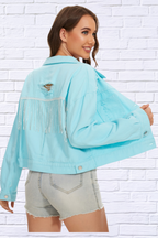 Distressed Distressed Button Up Denim Jacket