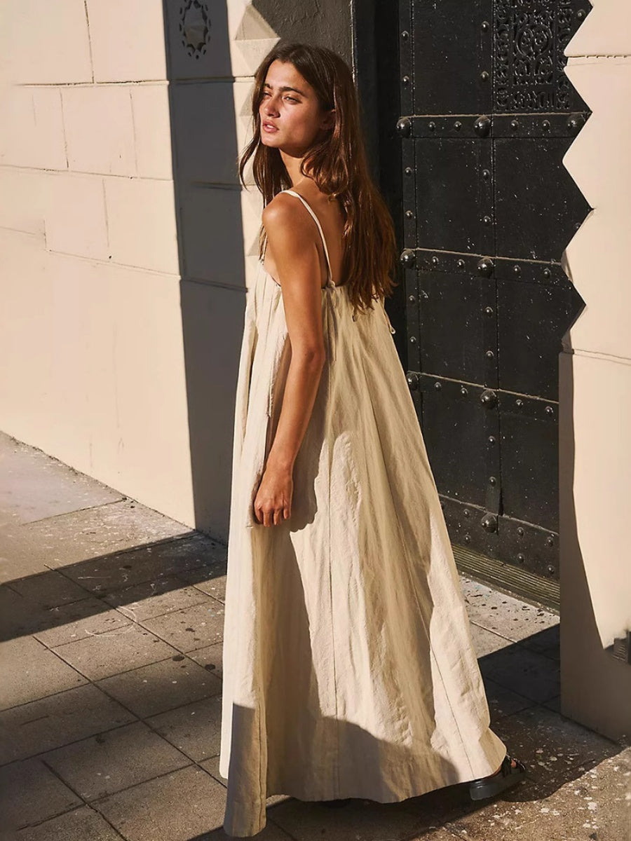 Cotton Blend Temperament Tube Top Loose-fit Home Vacation Mini&Short Dresses