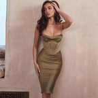 Liber Summer Women's Solid Color Midi Dresses