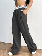 Color-blocked Suit Trousers Pocket Pleats Pants