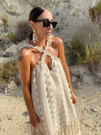 Halter 3D Crochet Lace Maxi Dresses