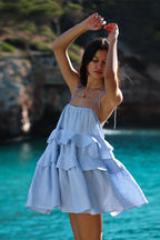 Tie Shoulder Tiered Ruffle Babydoll Mini Dress
