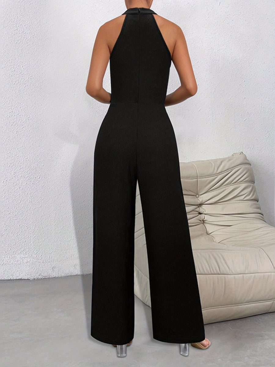 Halter Sleeveless Cross-cut Commuting Jumpsuits
