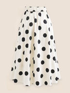 Black And White Color-blocked One-piece Swimsuit With Polka Dot Sun Protection Maxi Dress Two-piece Set