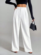 Solid Color Loose Button-down Suit Trousers