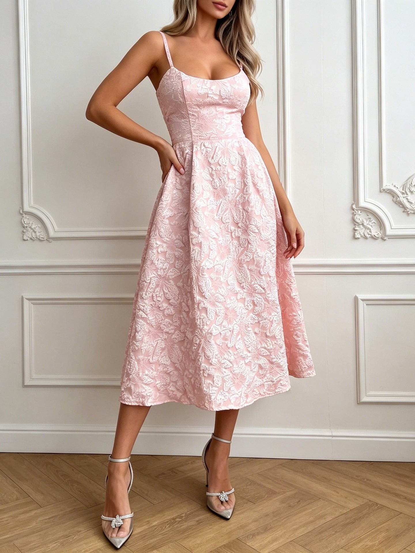 Jacquard Backless Long Dress