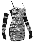 Izaiah Crystal Embellished Bandage Dress With Gloves