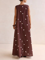 Polka Dots U-neck Sleeveless Large Skirt Maxi Dresses