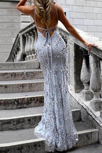Sequin V Neck Backless Maxi Cami Mermaid Party Dress